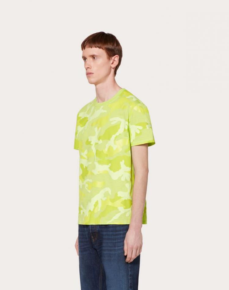 Pre Owned Valentino Green Cotton Camouflage Crew Neck T Shirt S