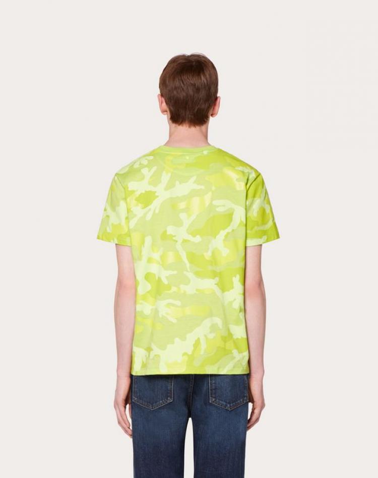 مملوكة مسبقًا Valentino Green Cotton Camouflage Crew Neck T Shirt M