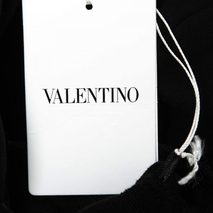 Pre Owned Valentino Black Cotton Logo Printed Oversized Hoodie M