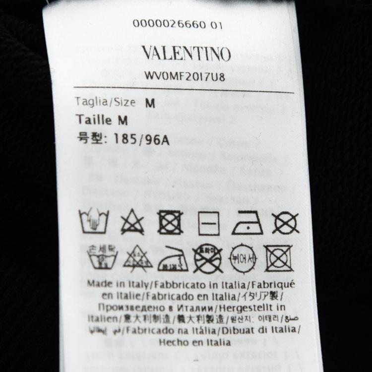 Pre Owned Valentino Black Cotton Logo Printed Oversized Hoodie M