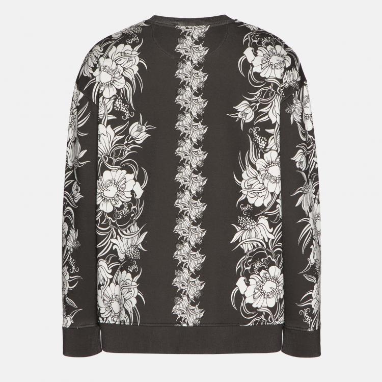 Valentino Black White Floral Print Cotton Sweatshirt M Valentino TLC