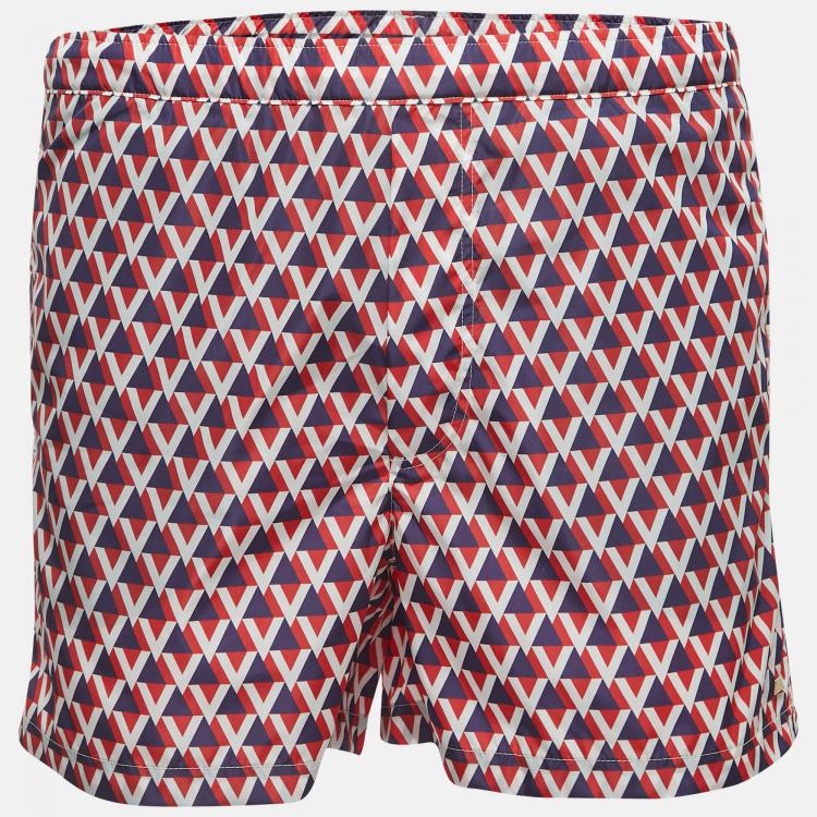 Valentino Multicolor All-Over V Print Nylon Swim Shorts M