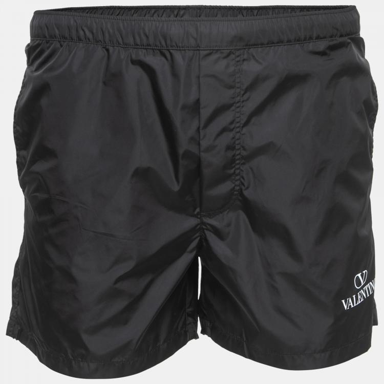 Valentino Black Logo Print Nylon Swim Shorts XL Valentino | TLC