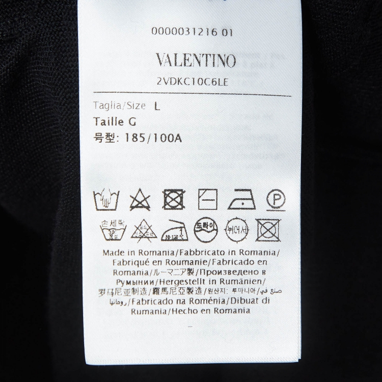 Pre Owned Valentino Black Wool Knit Crew Neck Sweatshirt L