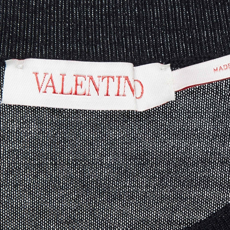 Pre Owned Valentino Black Wool Knit Crew Neck Sweatshirt L