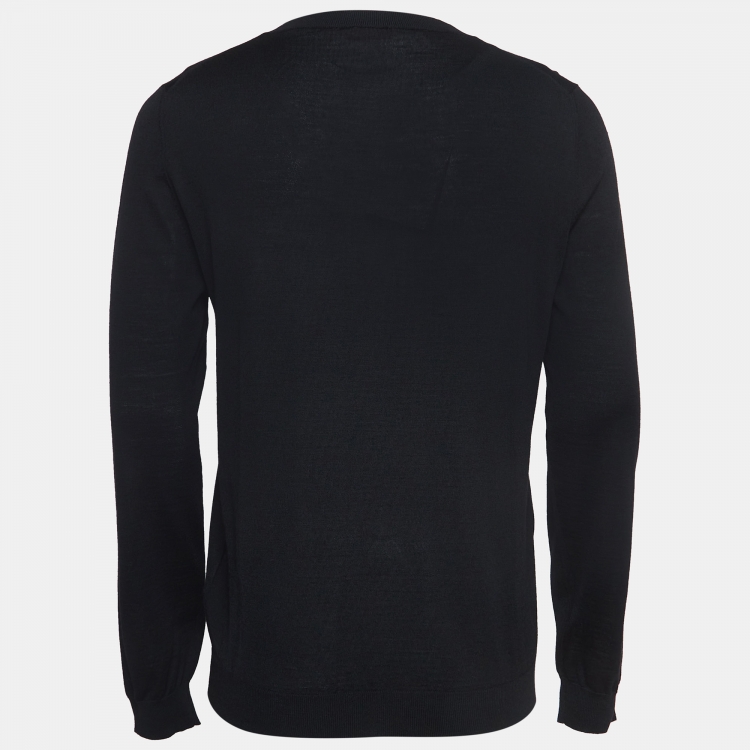 Pre Owned Valentino Black Wool Knit Crew Neck Sweatshirt L