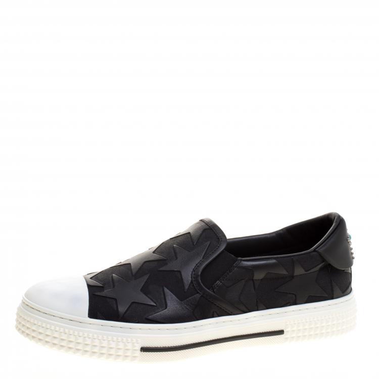 Valentino Black Camouflage Canvas and Leather Star Slip Sneakers Size 41.5 | TLC