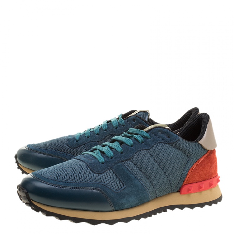 Pre Owned Valentino Multicolor Mesh/Leather and Suede Rockrunner Sneakers Size 40