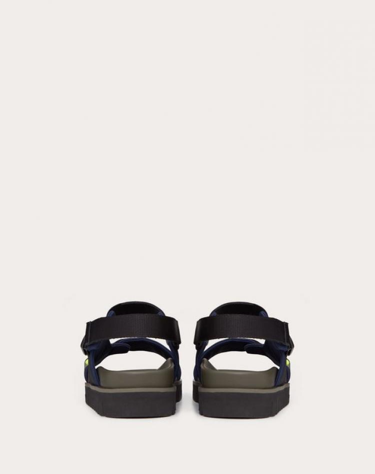 Pre Owned Valentino Military Green/Blue Neoprene VLOGO Back Strap Sandals Size 43