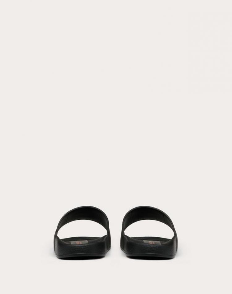 Pre Owned Valentino Black Leather and Rubber Undercover Jun Takahashi Slide Sandals Size 43