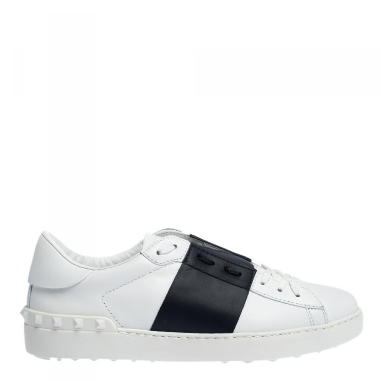 Pre Owned Valentino Two Tone Leather Open Sneakers Size 42