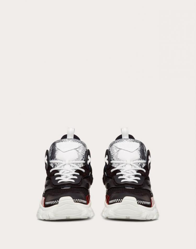 Pre Owned Valentino Black Fabric and Leather VLTN Bounce Sock Sneakers Size 40
