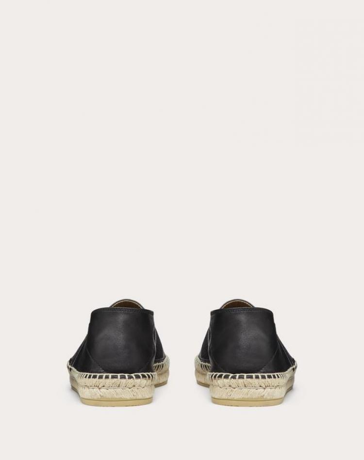 مملوكة مسبقًا Valentino Black Leather VLTN Espadrille Slip On Sneakers Size 43