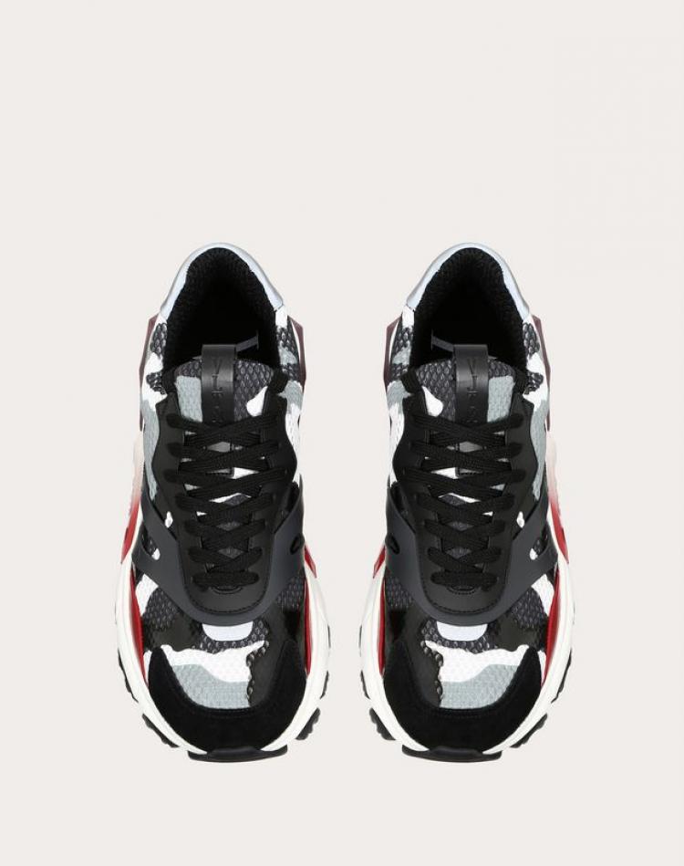 مملوكة مسبقًا Valentino Multicolor Fabric and Leather Camouflage Bounce Low-Top Sneakers Size 40