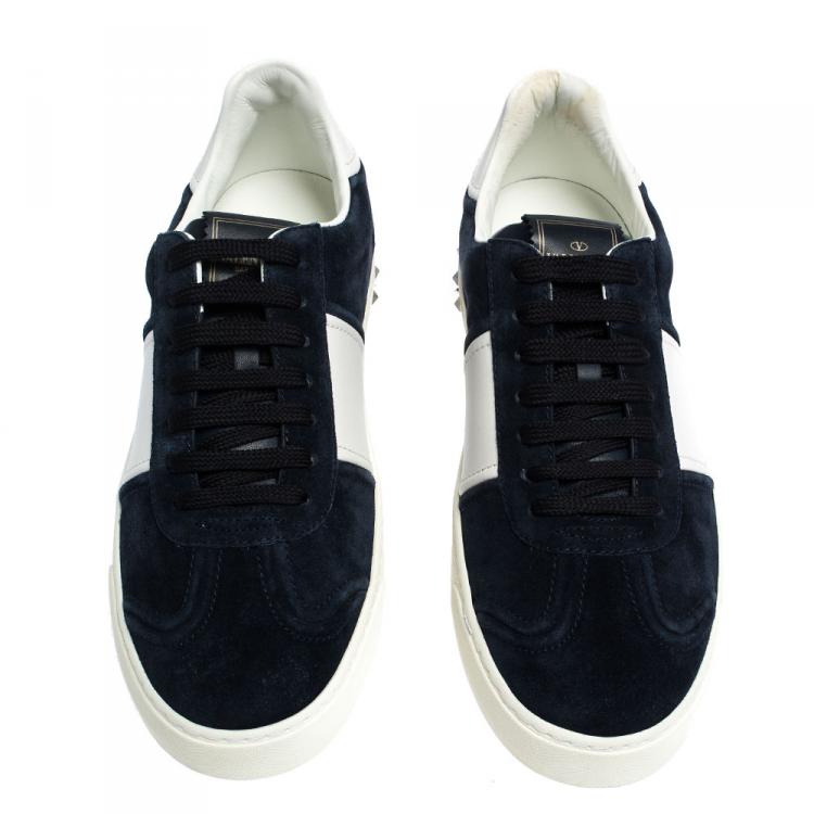 مملوكة مسبقًا Valentino Two Tone Suede and Leather Flycrew Slip On Sneakers Size 42