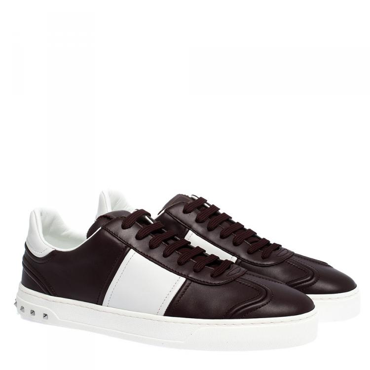 Pre Owned Valentino Two Tone Leather Flycrew Slip On Sneakers Size 43