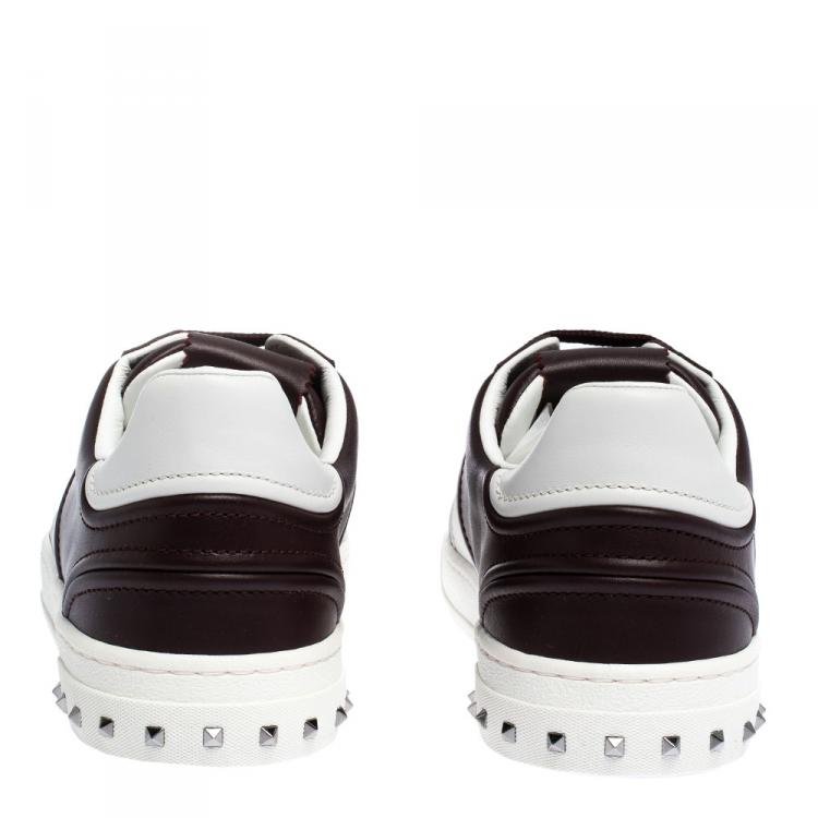 Pre Owned Valentino Two Tone Leather Flycrew Slip On Sneakers Size 43