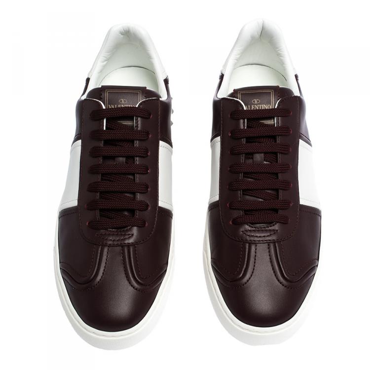 Pre Owned Valentino Two Tone Leather Flycrew Slip On Sneakers Size 43