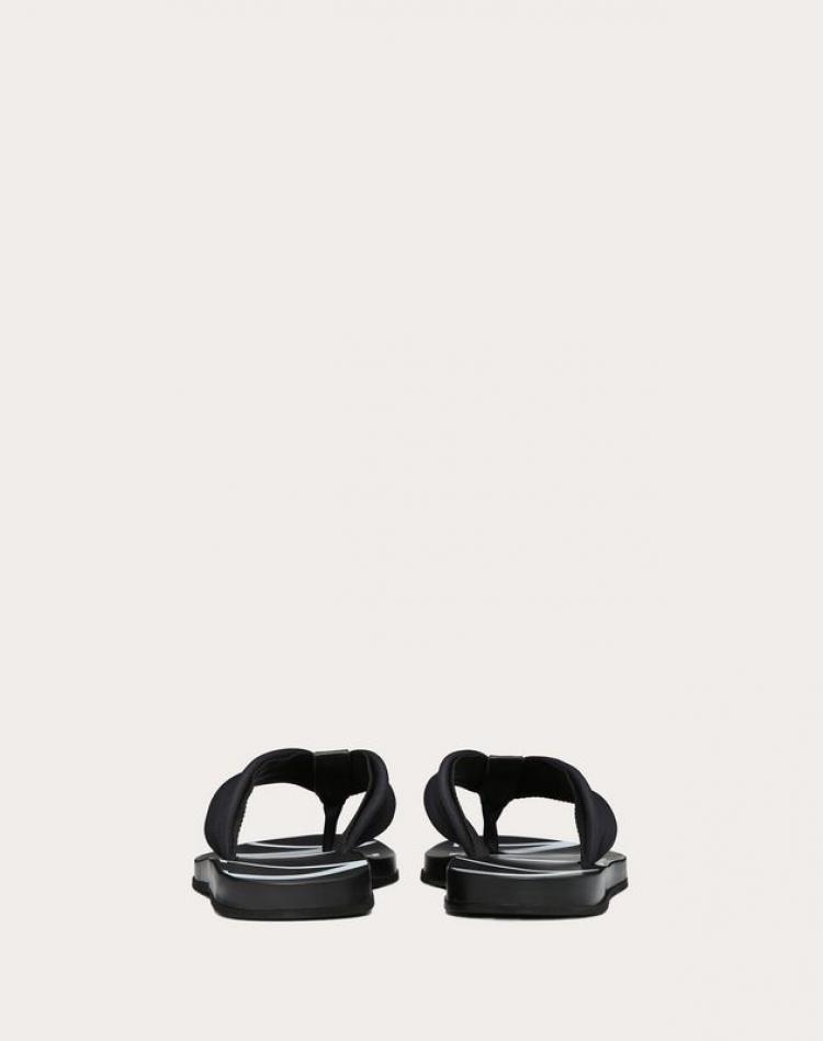 Pre Owned Valentino Black Neoprene and Leather VLTN Flip Flops Size 42
