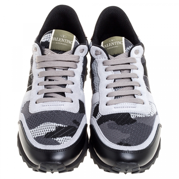 مملوكة مسبقًا Valentino Multicolor Mesh Fabric Camouflage Rockrunner Sneakers Size 41