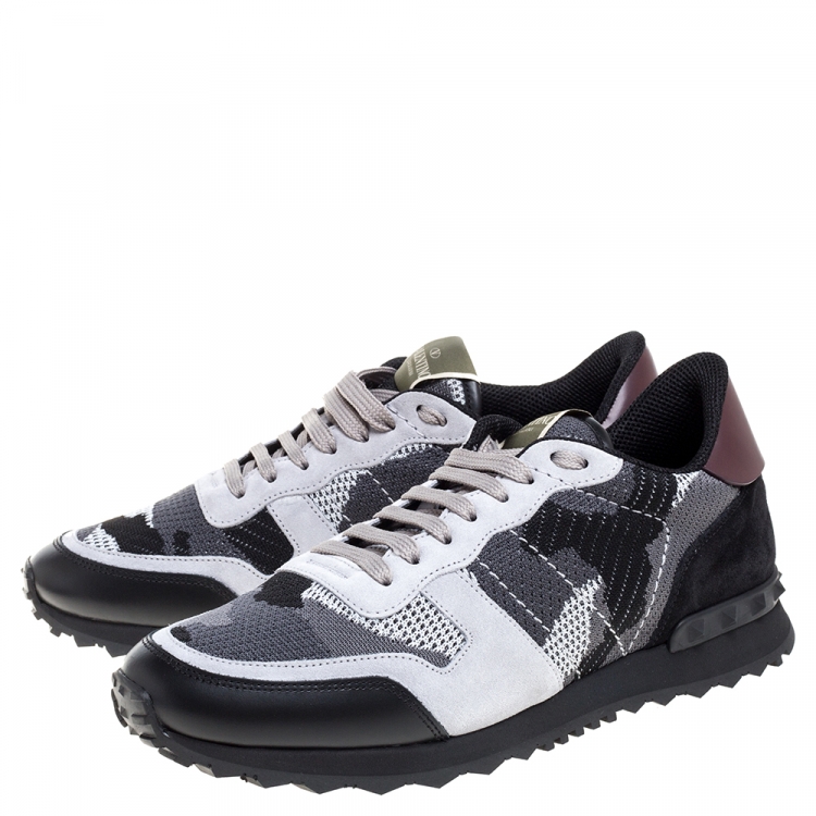مملوكة مسبقًا Valentino Multicolor Mesh Fabric Camouflage Rockrunner Sneakers Size 41