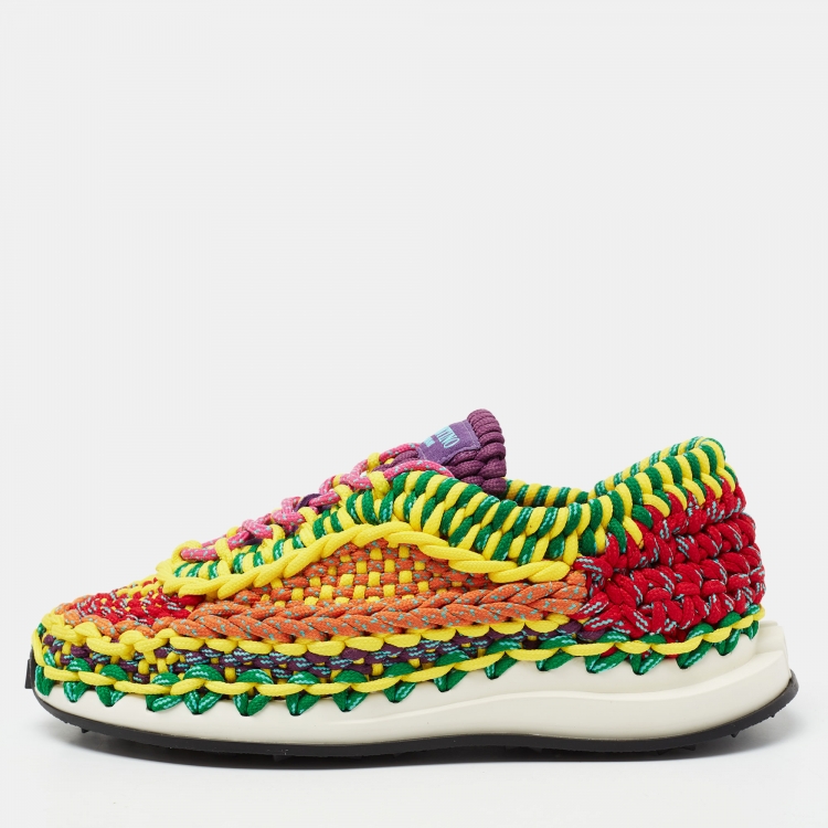 Woven Multi Color Shoes Valentino Multicolor Woven Fabric Crochet
