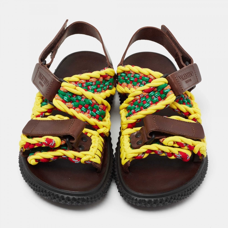 grill mængde af salg under Valentino Multicolor Leather And Woven Fabric Crochet Sandals Size 45  Valentino | TLC
