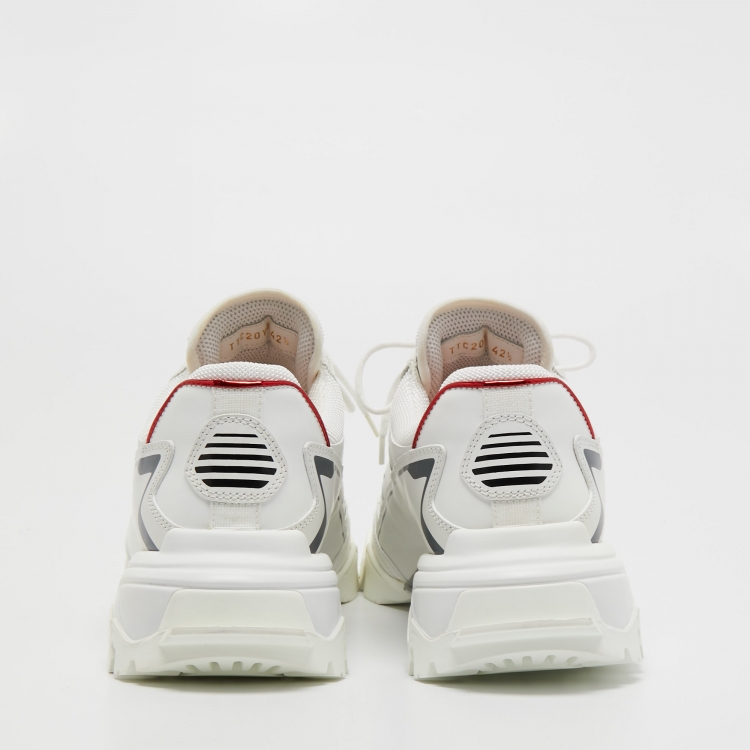 Pre Owned Valentino White Leather and Canvas Climbers Vlogo Sneakers Size 42.5