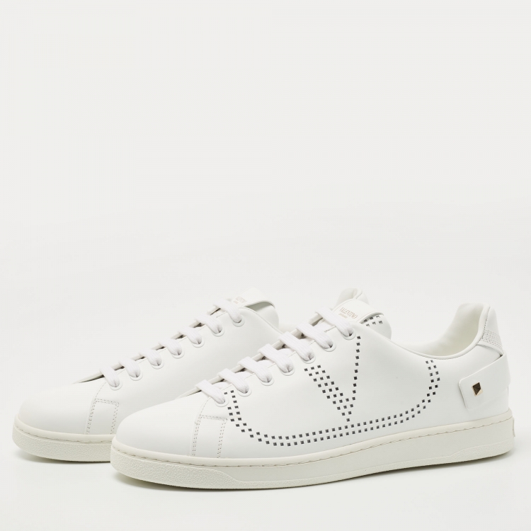 Valentino White And Beige Patent Leather Band Open Low Top Sneakers Size 38  Valentino | TLC