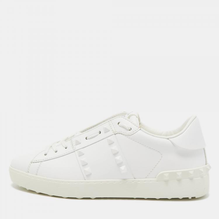 Valentino White Leather Rockstud Untitled Sneakers Size