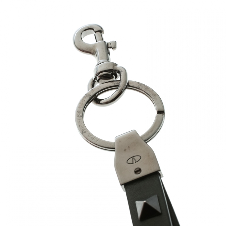 Pre Owned Valentino Khaki Green Leather Rockstud Key Charm 