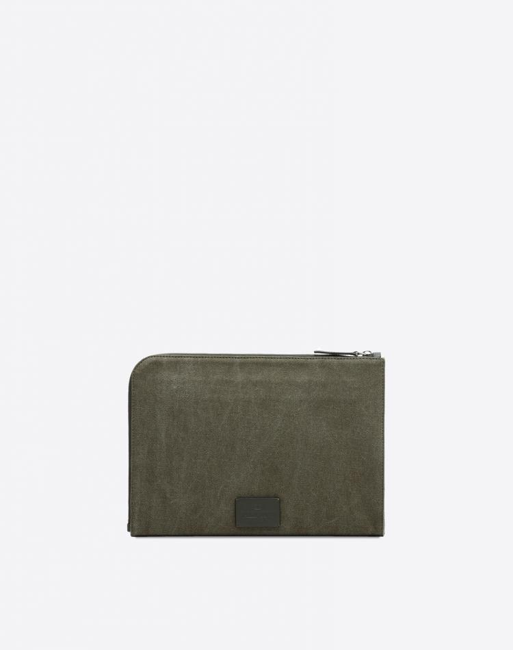 Pre Owned Valentino Olive Canvas VLTN Document Case