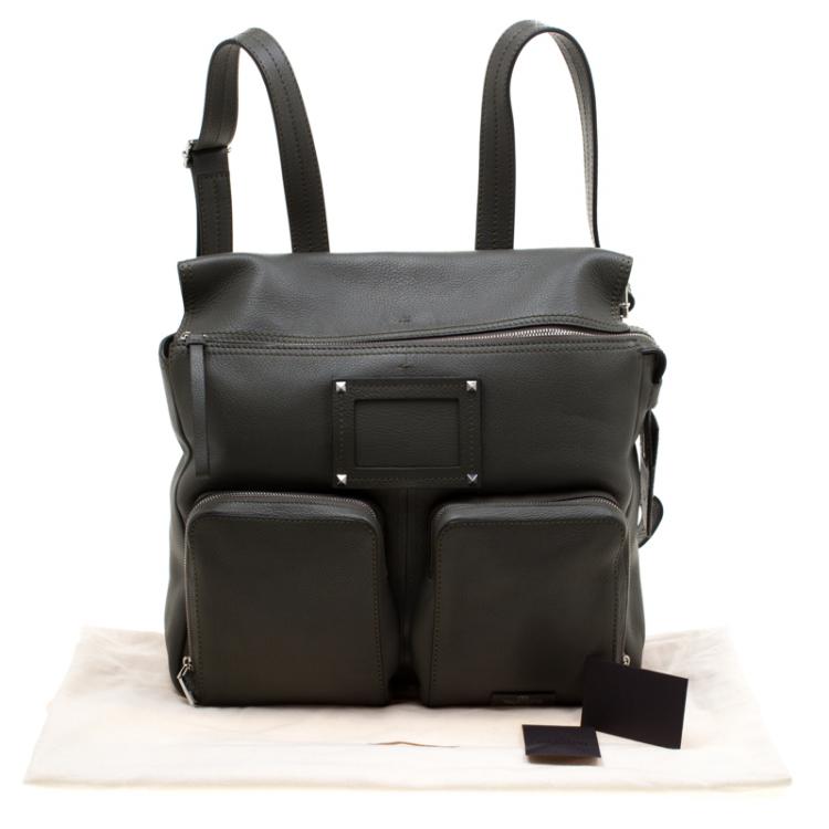 Pre Owned Valentino Olive Leather Traveller Backpack