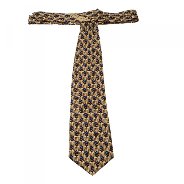 Pre Owned Valentino Multicolor Printed Silk Traditional Tie