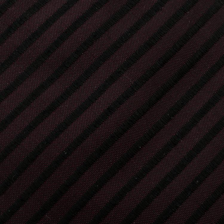 Pre Owned Valentino Burgundy and Black Embroidered Stripe Traditional Silk  Tie