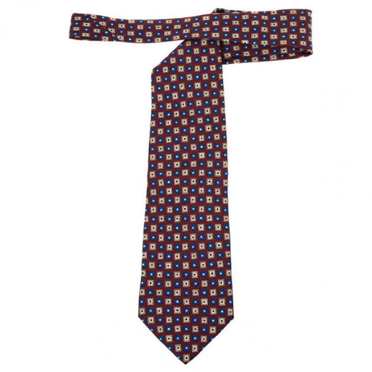 Pre Owned Valentino Red Printed Silk Tie