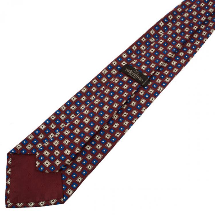 Pre Owned Valentino Red Printed Silk Tie