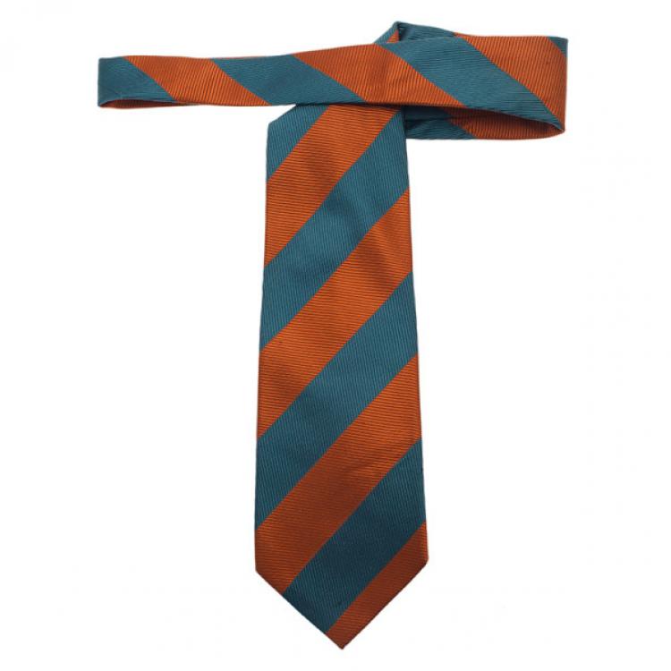Pre Owned Valentino Two Tone Striped Tie