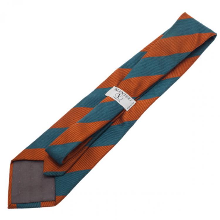 Pre Owned Valentino Two Tone Striped Tie