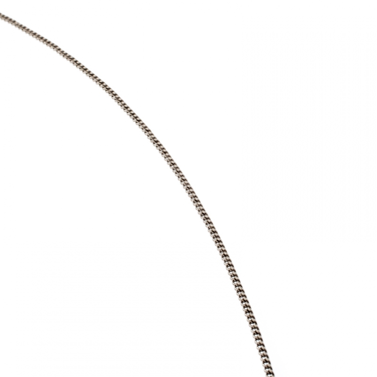 Pre Owned Valentino Always Silver Tone Pendant Chain Necklace 