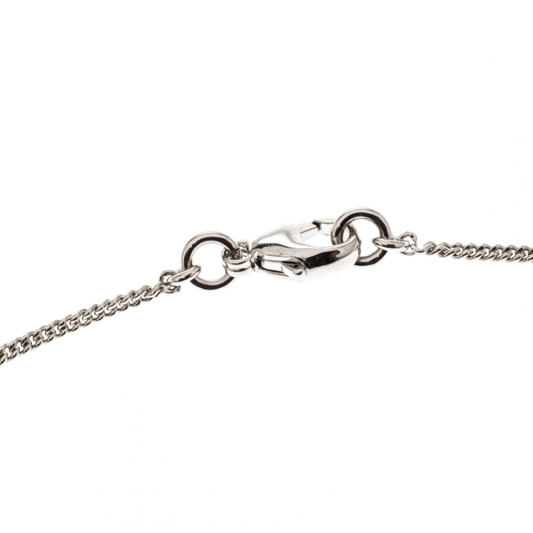 Pre Owned Valentino Always Silver Tone Pendant Chain Necklace 