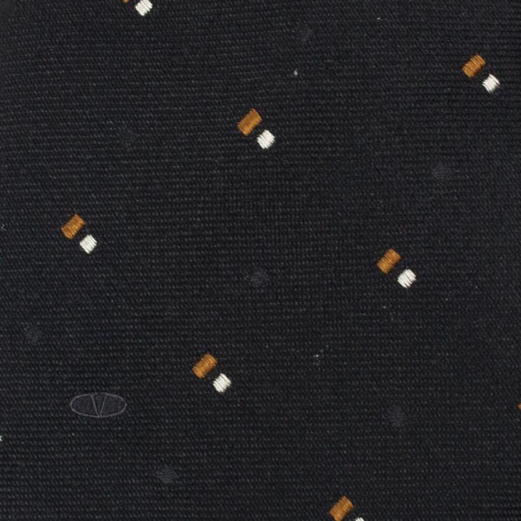 Pre Owned Valentino Black Woven Silk Tie