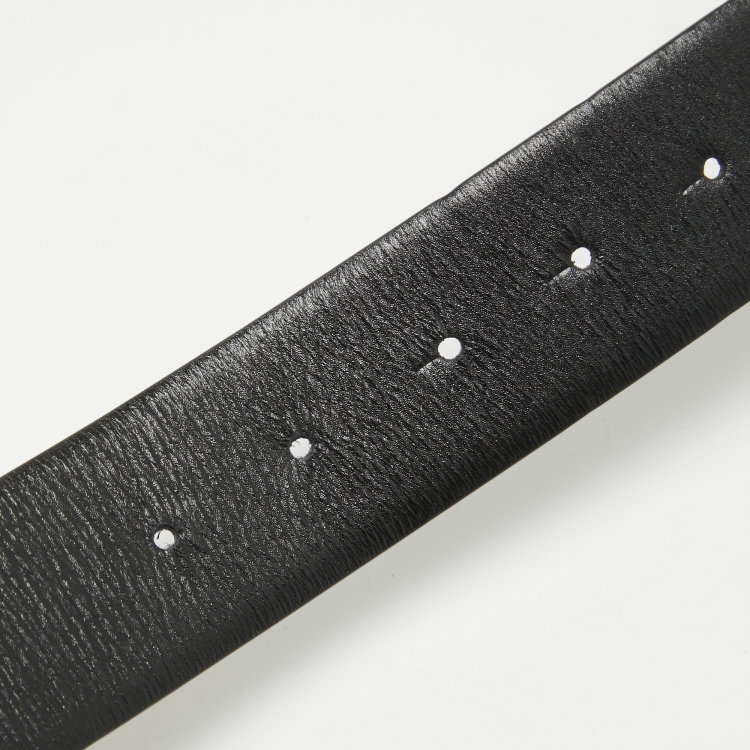 Pre Owned Valentino Black Leather VLogo Buckle Belt 100CM