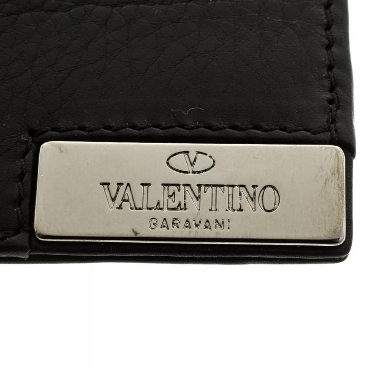 Pre Owned Valentino Black Leather Card Holder 