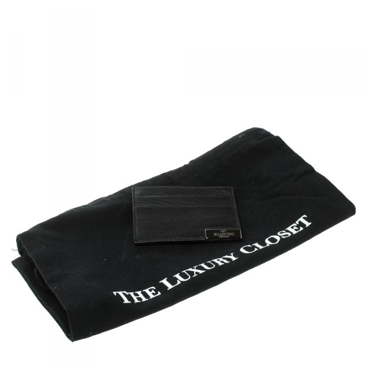 Pre Owned Valentino Black Leather Card Holder 