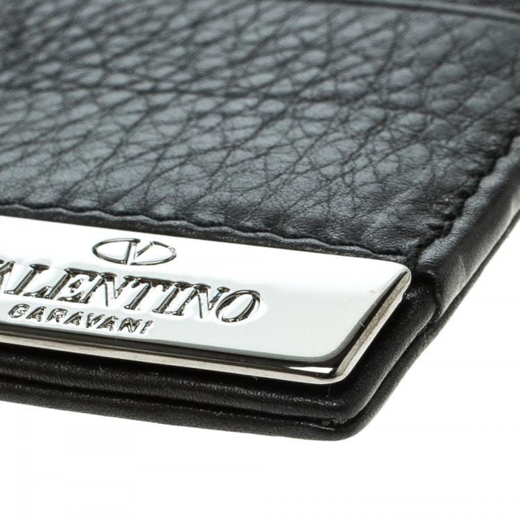 Pre Owned Valentino Black Leather Card Holder 
