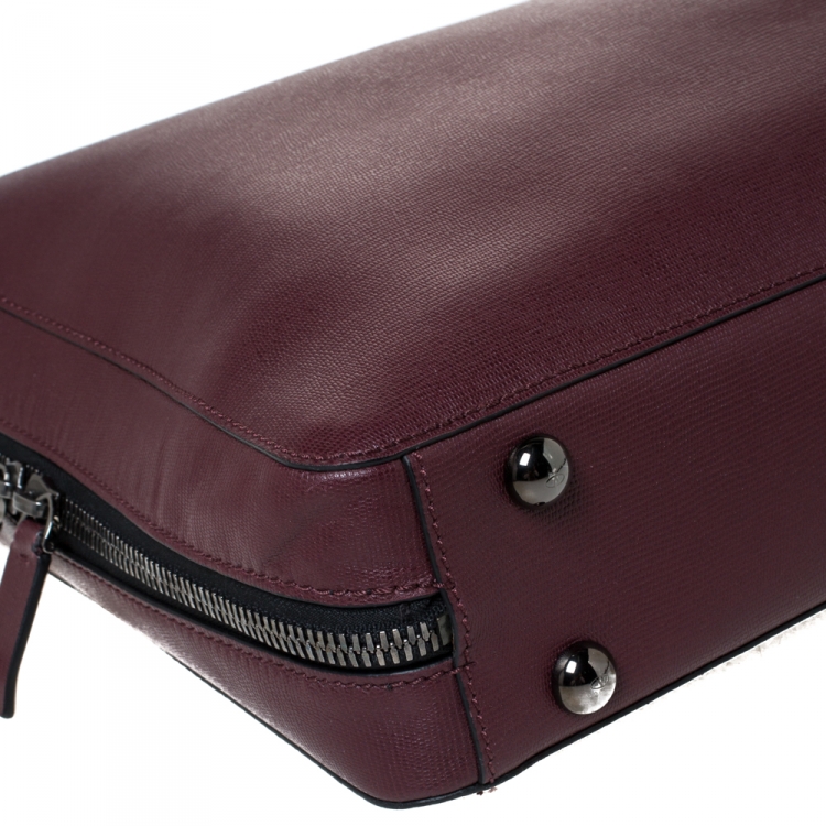 Pre Owned Valentino Burgundy Leather Double Handle Briefcase 