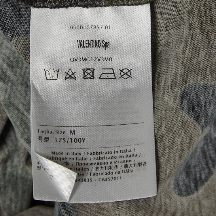 Pre Owned Valentino Green Camouflage VLTN Print Cotton T-Shirt M
