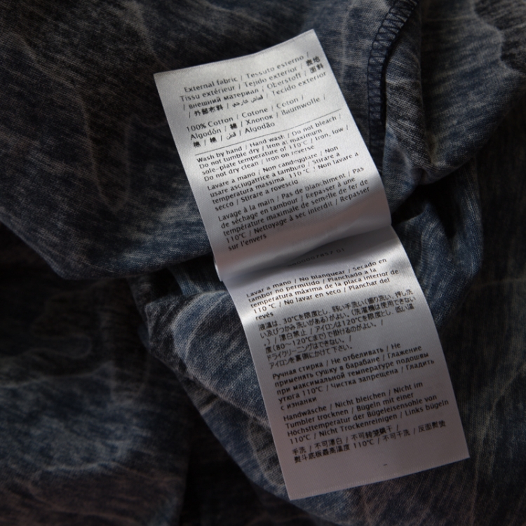 Pre Owned Valentino Blue Camupanther Print Cotton Short Sleeve T-Shirt L