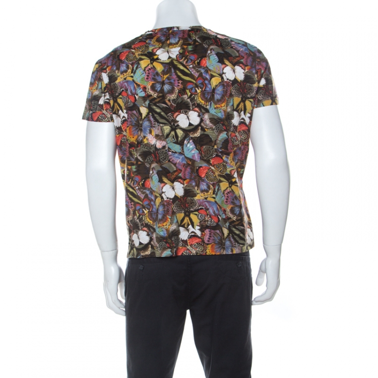 مملوكة مسبقًا Valentino Multicolor Butterfly Print Cotton T-Shirt M